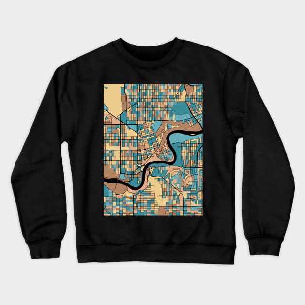 Edmonton Map Pattern in Mid Century Pastel Crewneck Sweatshirt by PatternMaps